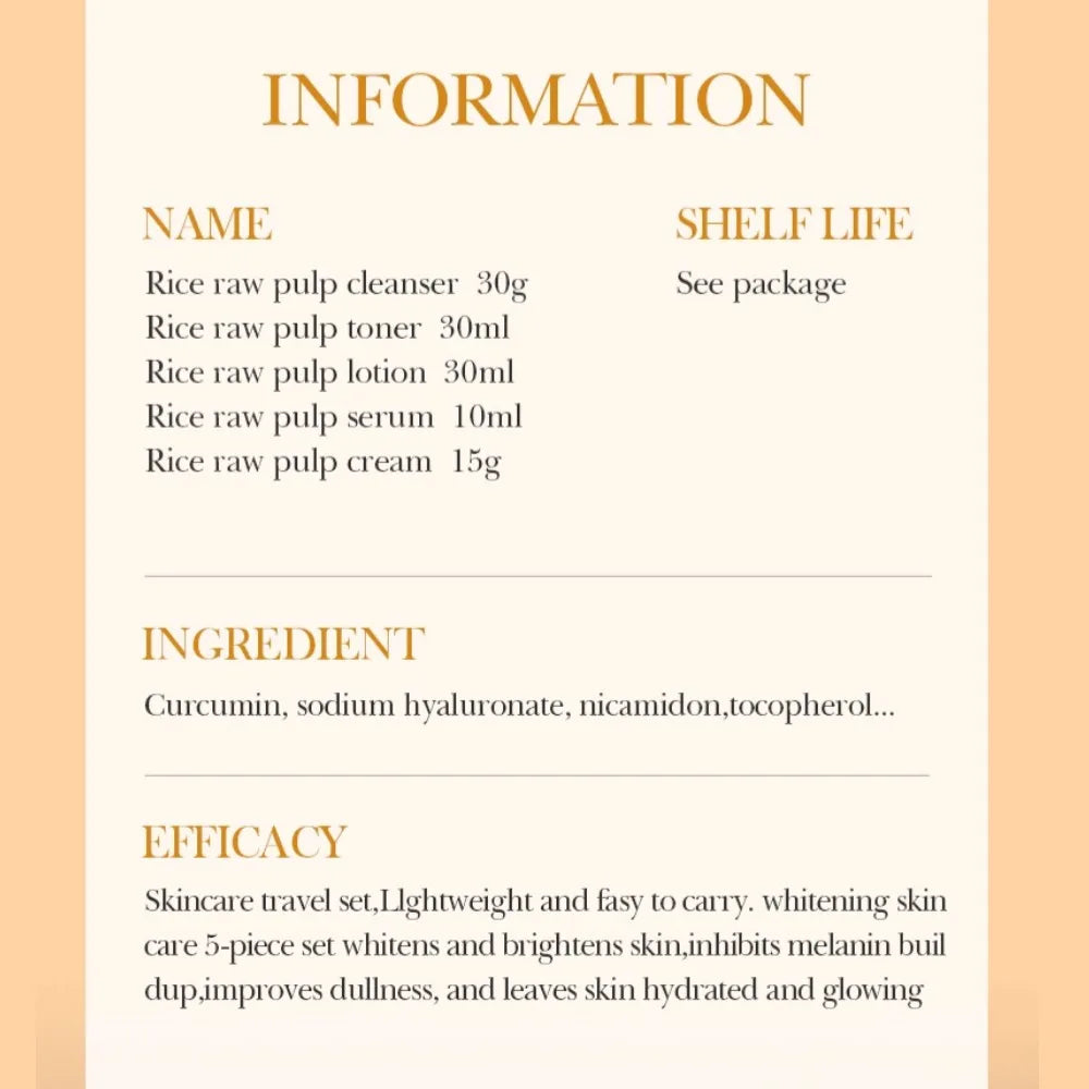 BIOAOUA Rice Brightening 5-Piece Skin Care Set | Hydrating
