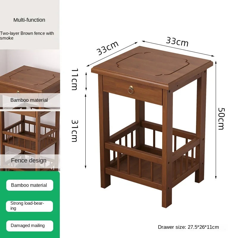 Simple and small bedside table, bedroom bedside cabinet, room storage rack, side table cabinet, bamboo solid wood special offer Oasis Select A2