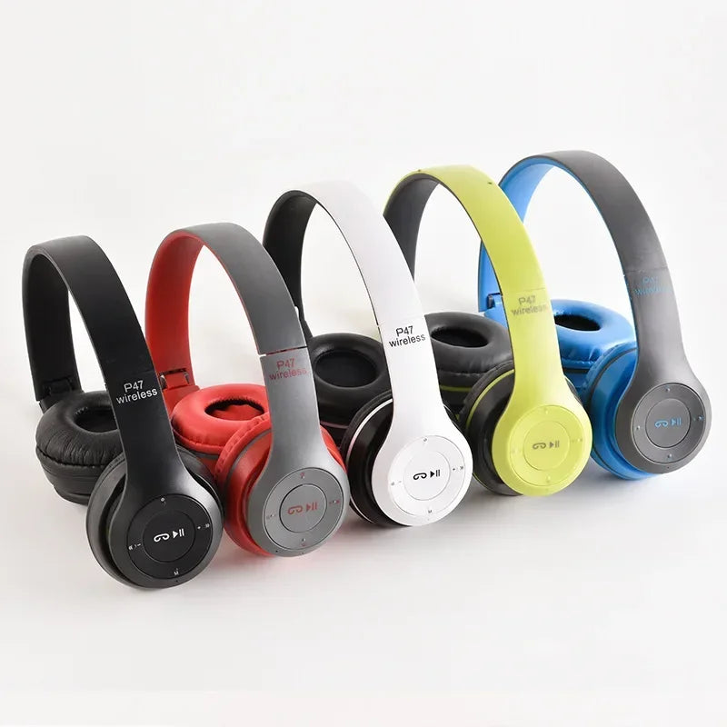 P47 Bluetooth 5.0 Wireless Headphone Foldable HIFI Stereo Bass Earphone Kid Helmet Gift With Mic USB Adaptor For iPhone Game Oasis Select