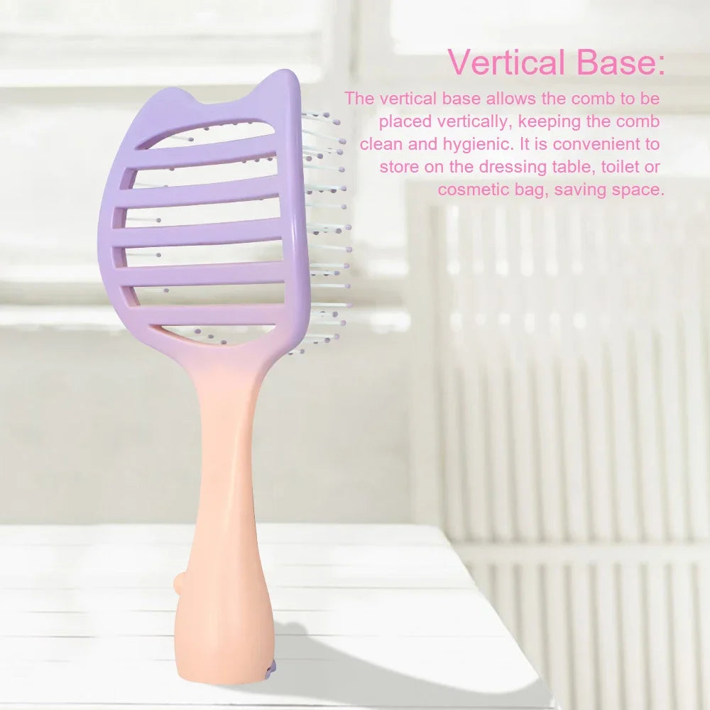 Cat Hollow-Out Detangling Hair Brush – Anti-Static Scalp Comb Detangling Hair Brush Oasis Select