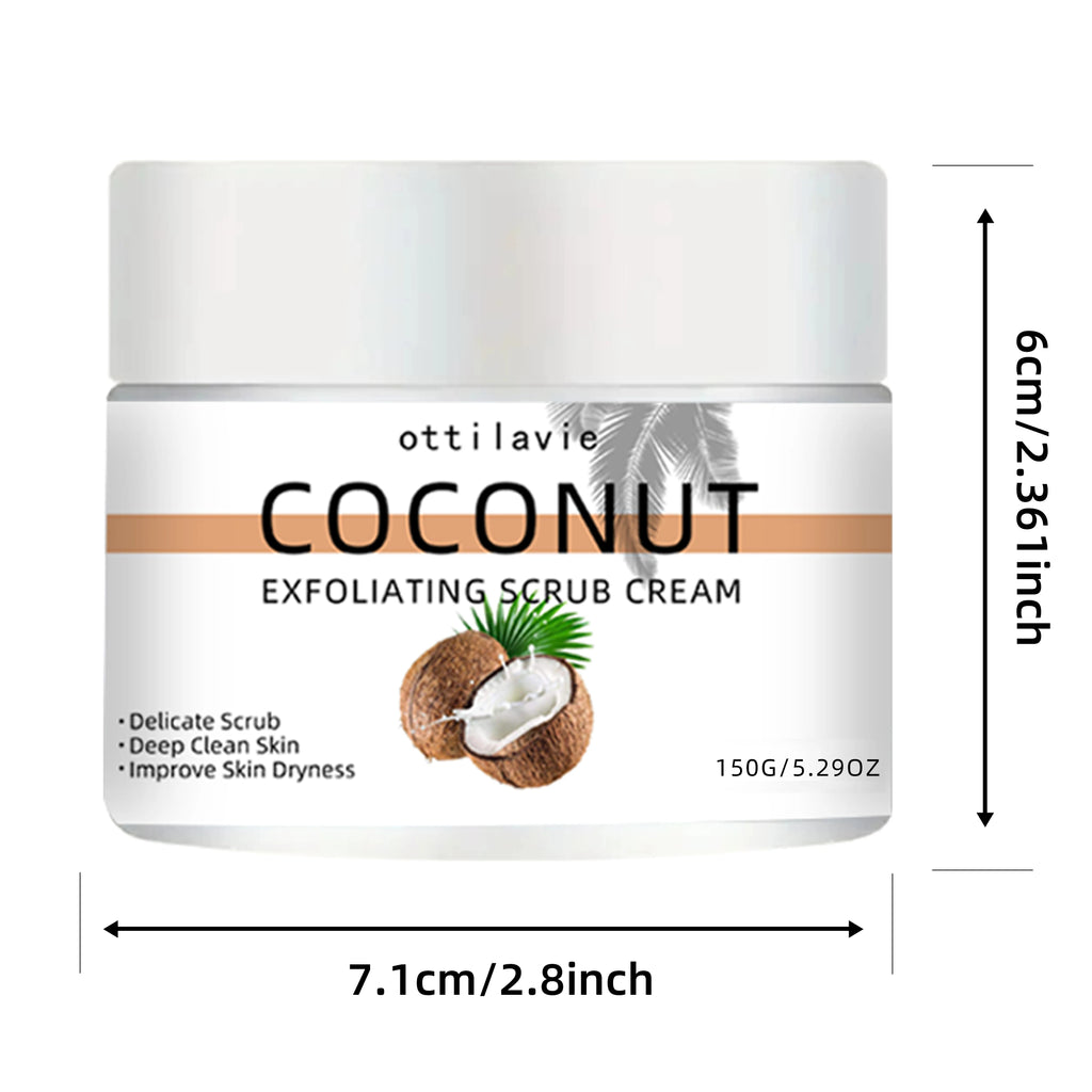 Ottilavie Coconut Exfoliating Scrub Cream Physical Exfoliation for Smooth Skin Suitable for All Skin Types (Face, Neck & Body) Oasis Select