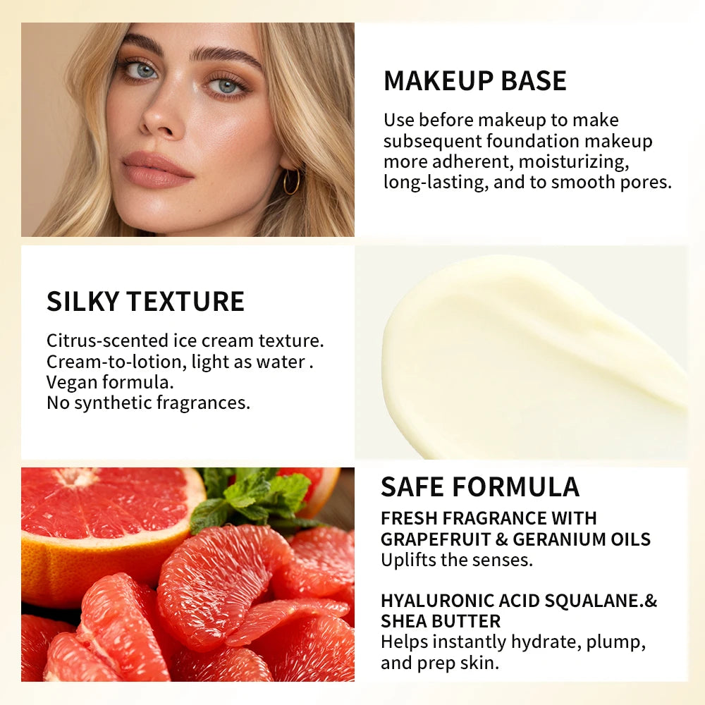 Lakerain Vitamin Facial Base Cream Long Lasting Makeup Nourishes Skin Deep Hydration Smoothly Flawless Smooth Pores Base Cream Oasis Select