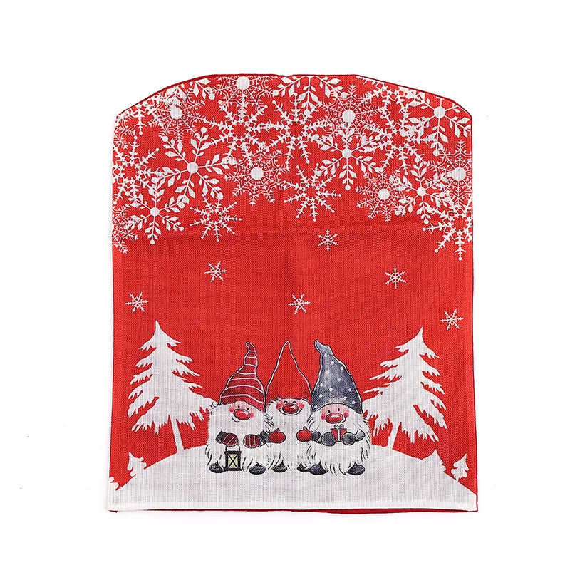 Christmas Chair Covers, Santa Claus Snowflakes and Christmas Tree Printed Christmas Dining Chair Slipcovers for Xmas Party Oasis Select Red