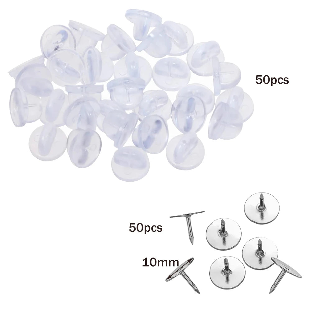 100pcs PVC Rubber Pin Backs Heliltd Butterfly Clutch Tie Tacks Blank for DIY Uniform Badges Holder Clasp Lapel Pin Enamel Pins Oasis Select Set 4