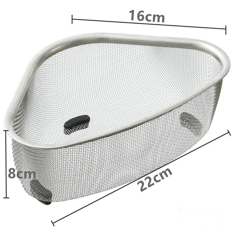 Kitchen Sink Drain Basket Stainless Steel Triangle Food Vegetables Peel Egg Filter Storage Organizer Kitchen Shelf Rack Drainier Oasis Select Standing style