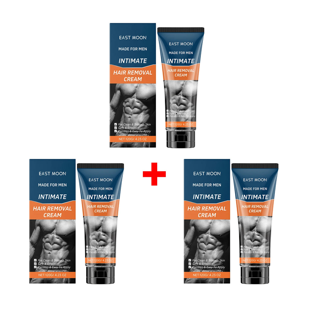 Men Hair Removal Cream Gentle Painless Depilatory Cream for Male Chest Back Underarm Low Irritation Full Body Hair Remover Oasis Select 3pcs