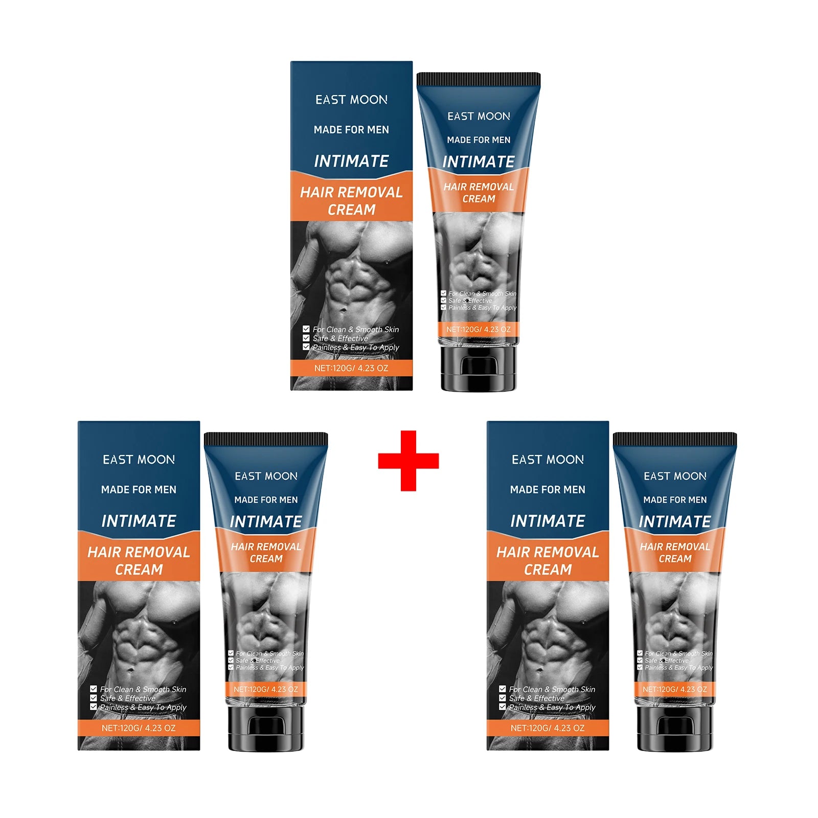 Men Hair Removal Cream Gentle Painless Depilatory Cream for Male Chest Back Underarm Low Irritation Full Body Hair Remover Oasis Select 3pcs