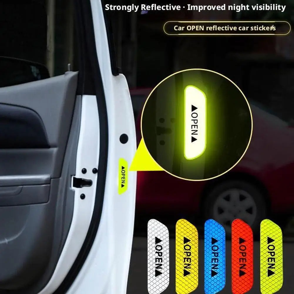4-Pack Night Reflective Car Door Safety Warning Stickers