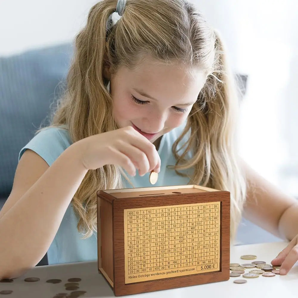 Money Box with Counter Money Box Children's Gifts Wooden Crafts Oasis Select