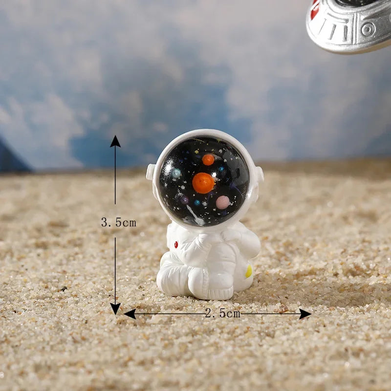 Figurines Miniature Cute Cartoon Astronauts Bunny Micro Landscape Ornaments for Home Decorations Rabbit Crafts Room Desk Decor Oasis Select 4