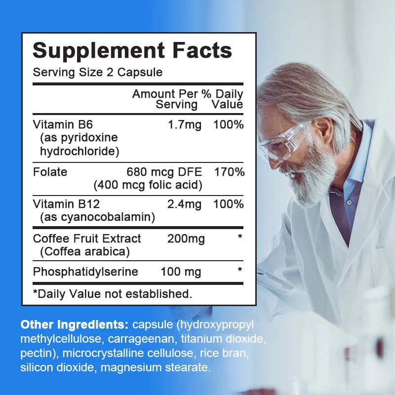 BBEEAAUU 100mg Phosphatidylserine Capsule for Memory and Focus Smarter Brain Health Nootropics Supplement Oasis Select