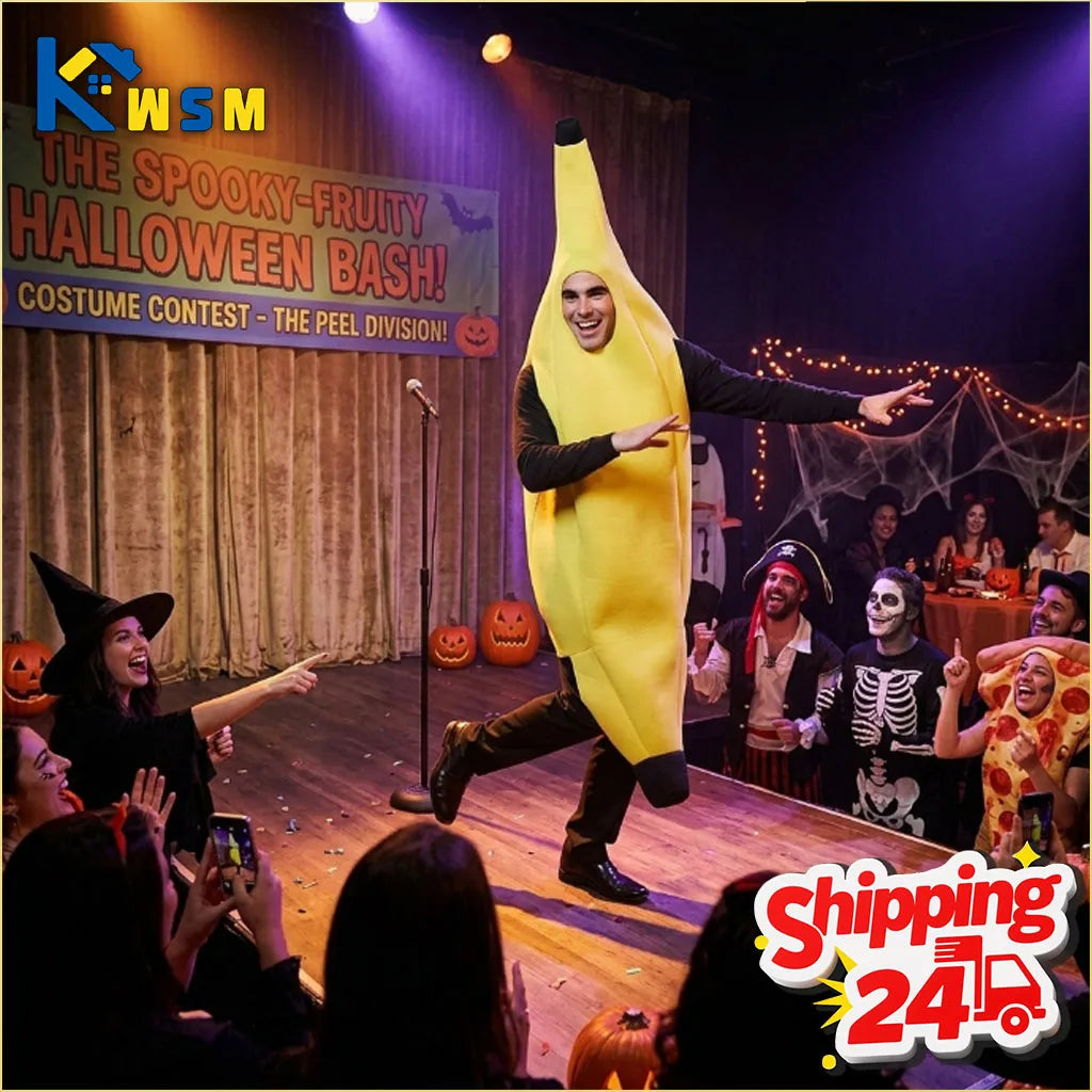 1-10PCS Banana Costume for Adult Kids Halloween Outfit Funny Stage Performance Party Cosplay Fancy Dress Mascot Suit Oasis Select