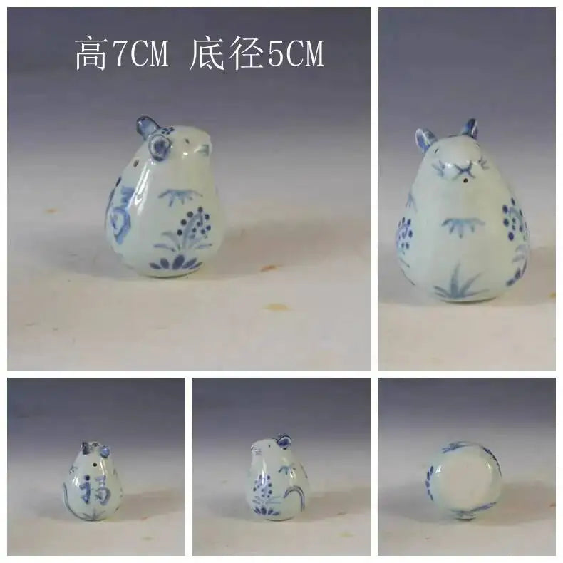 Porcelain Republic Of China Style Blue And White Zodiac Inkstone Tea Pet Study Room Desk Ornament Oasis Select Rat