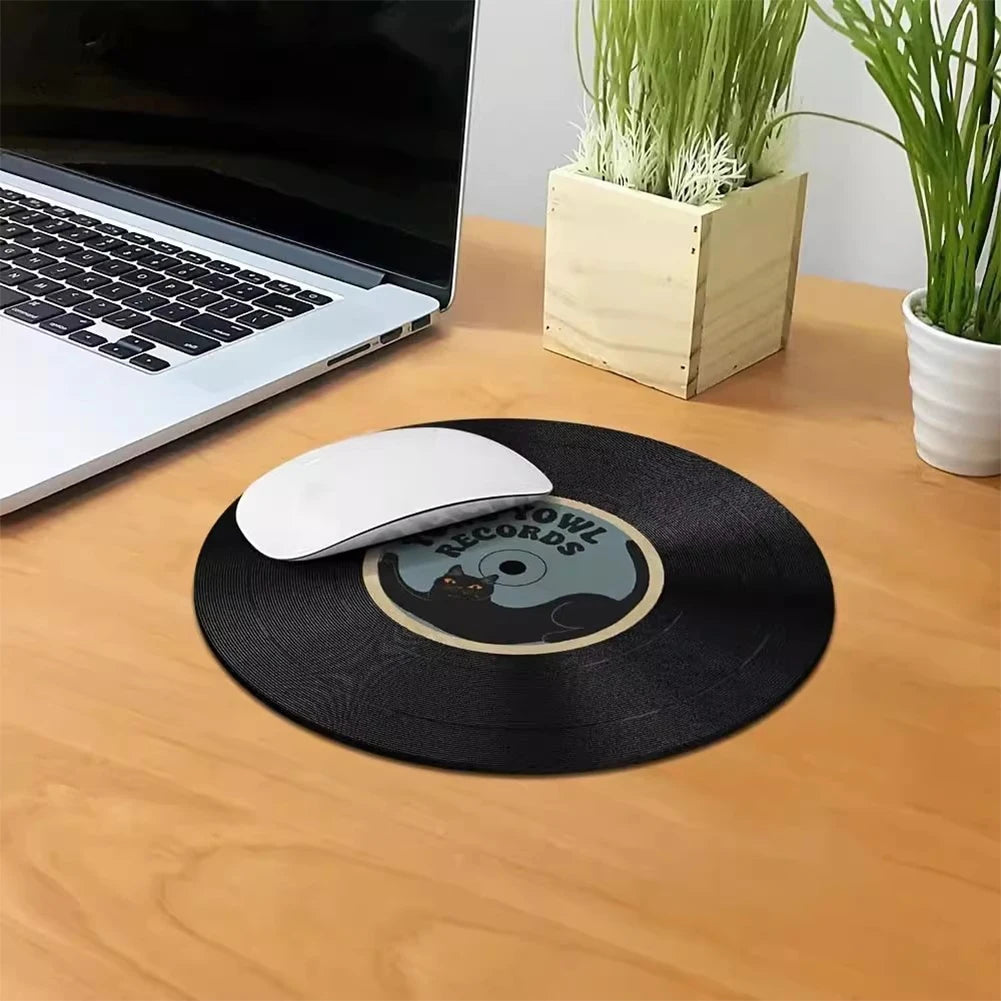 Vinyl Record Round Mouse Pad – Non-Slip Diatom Mud Desk Mat Round Desk Mat Oasis Select