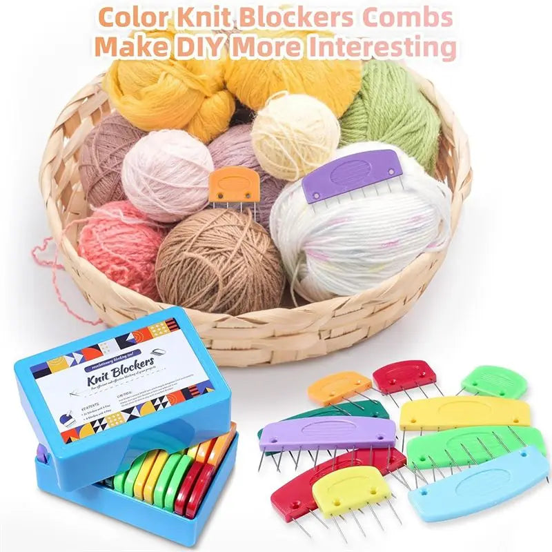 LIKE WISH 20 Pcs Knit Blocker Pins Combs, Color Knit Blockers Combs For Blocking, Rainbow Knitting Blockers Pins For Blocking Ma Oasis Select