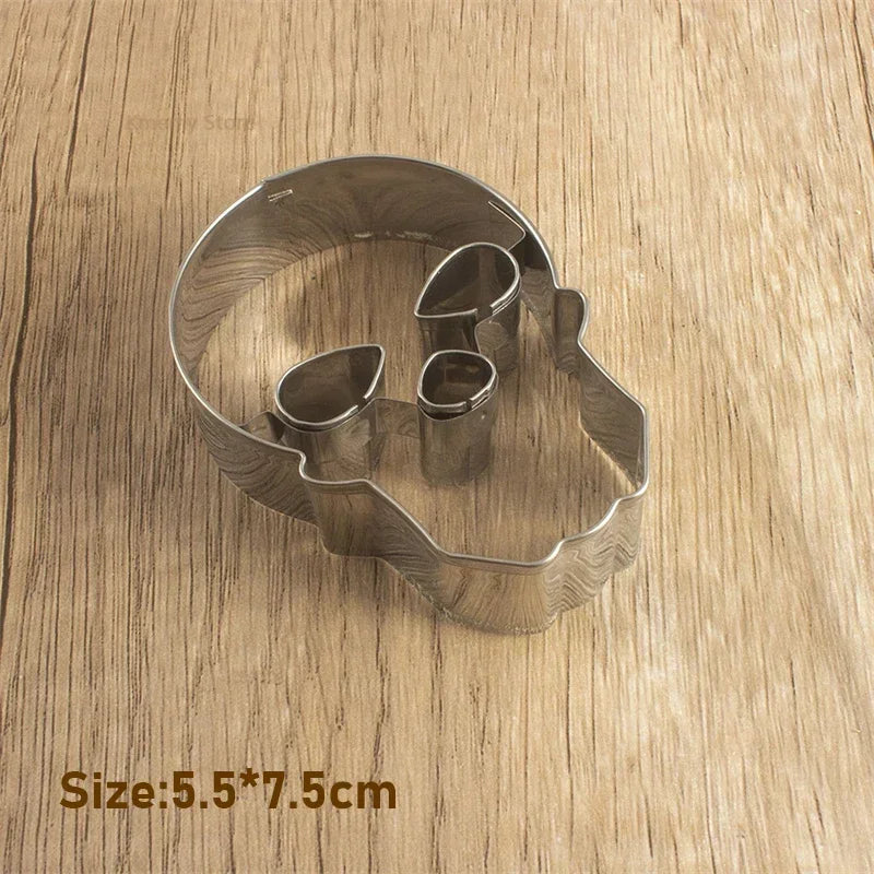 Halloween Sugar Flipping Cookie Mold Stainless Steel Skull Pumpkin Cookie Cutting Cake Mold Baking Utensils Oasis Select Skull