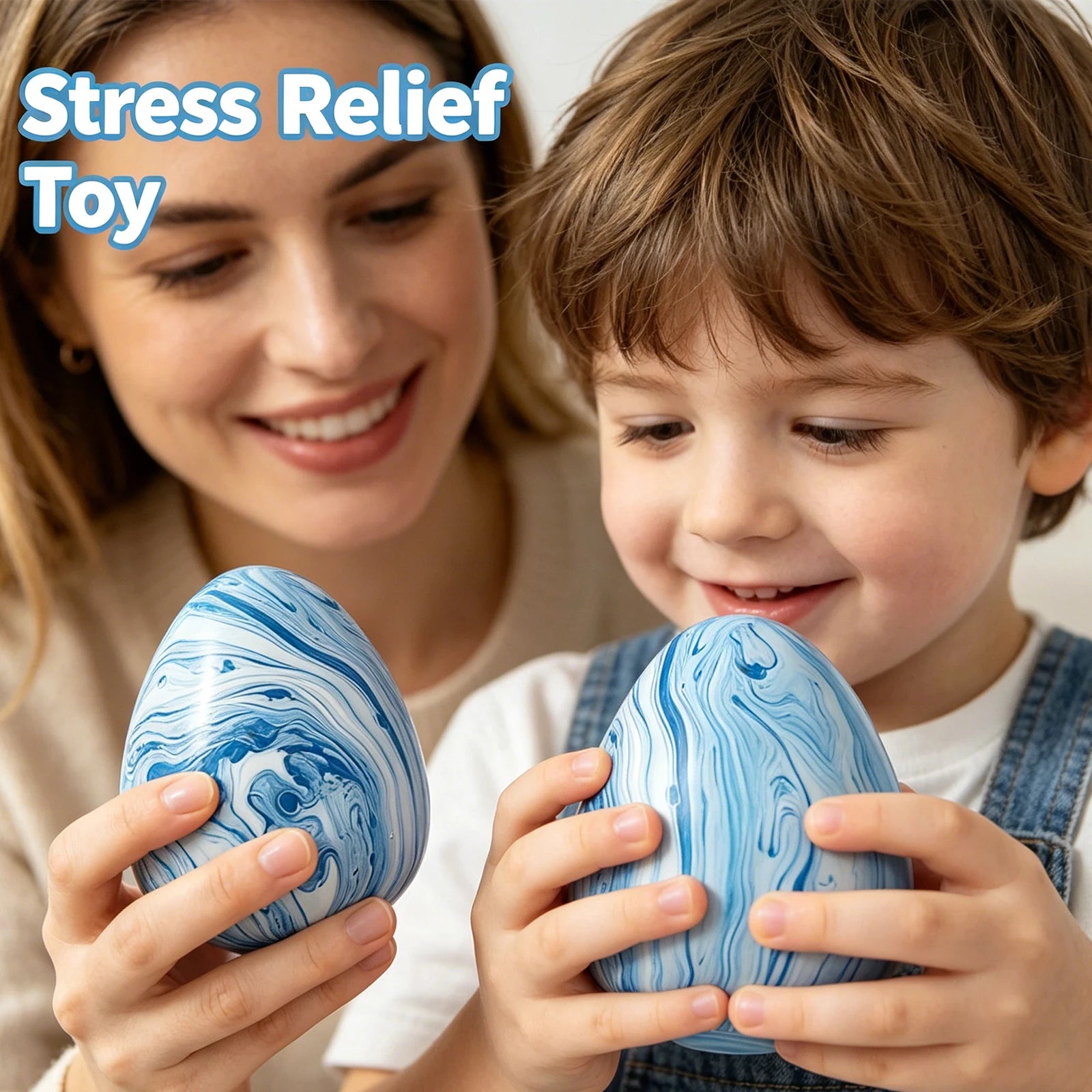 Marbled Egg Stress Relief Toy Squeeze Sensory Fidget Toy Slow Rising Squishy Funny Relax Toy for Anxiety Relief Portable Daily Oasis Select