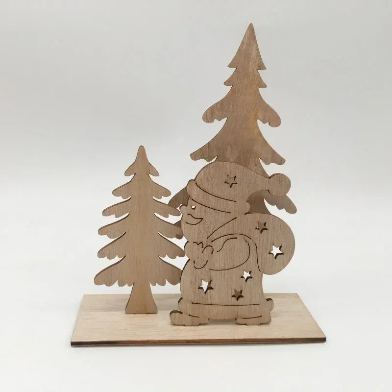 Wooden Ornaments Craft Predrilled Wood Slice Christmas Tree Hanging Embellishments Decoration DIY Souvenir Gift for Kids Oasis Select B 1pc