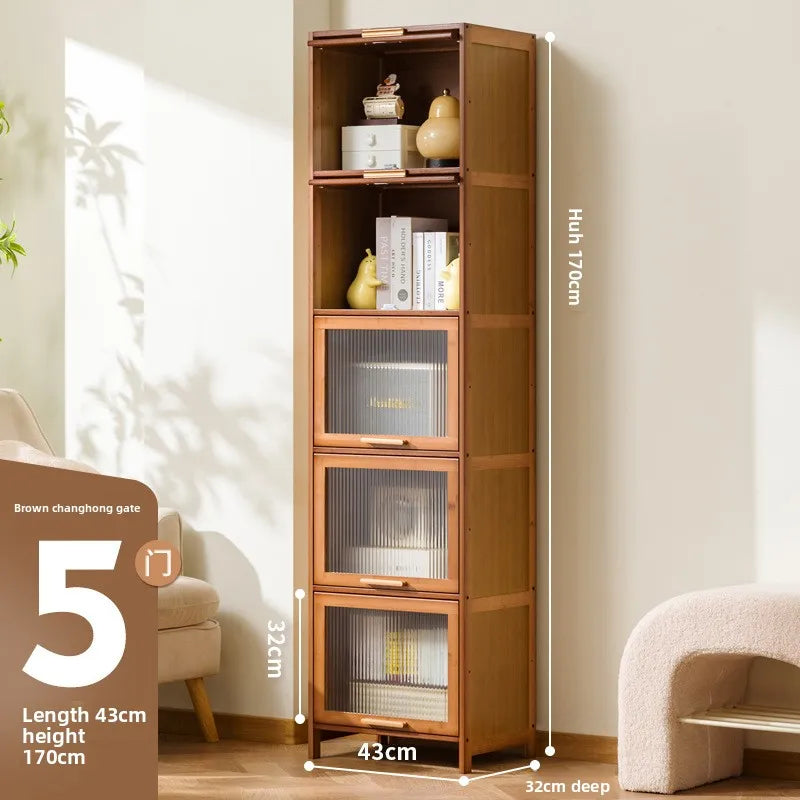 with door dustproof floor rack children's book cabinet household living room multi-layer storage cabinet storage display cabinet Oasis Select 43 long five doors