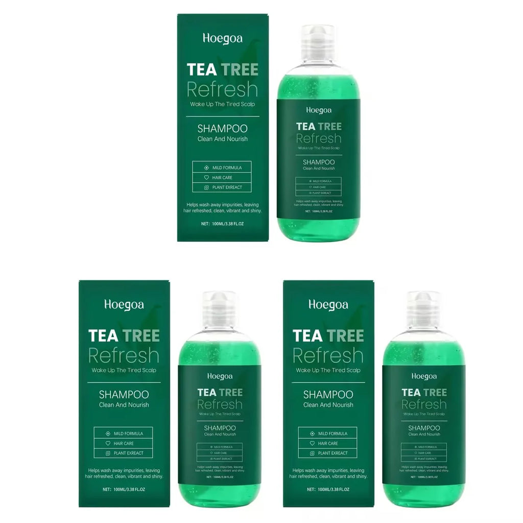 Tea Tree Oil Refreshing Hair Shampoo Deep Cleaning Nourish Scalp Remove Dandruff Reduce Breakage Frizz Smooth Hair Care Shampoo Oasis Select 100ml x3 boxed