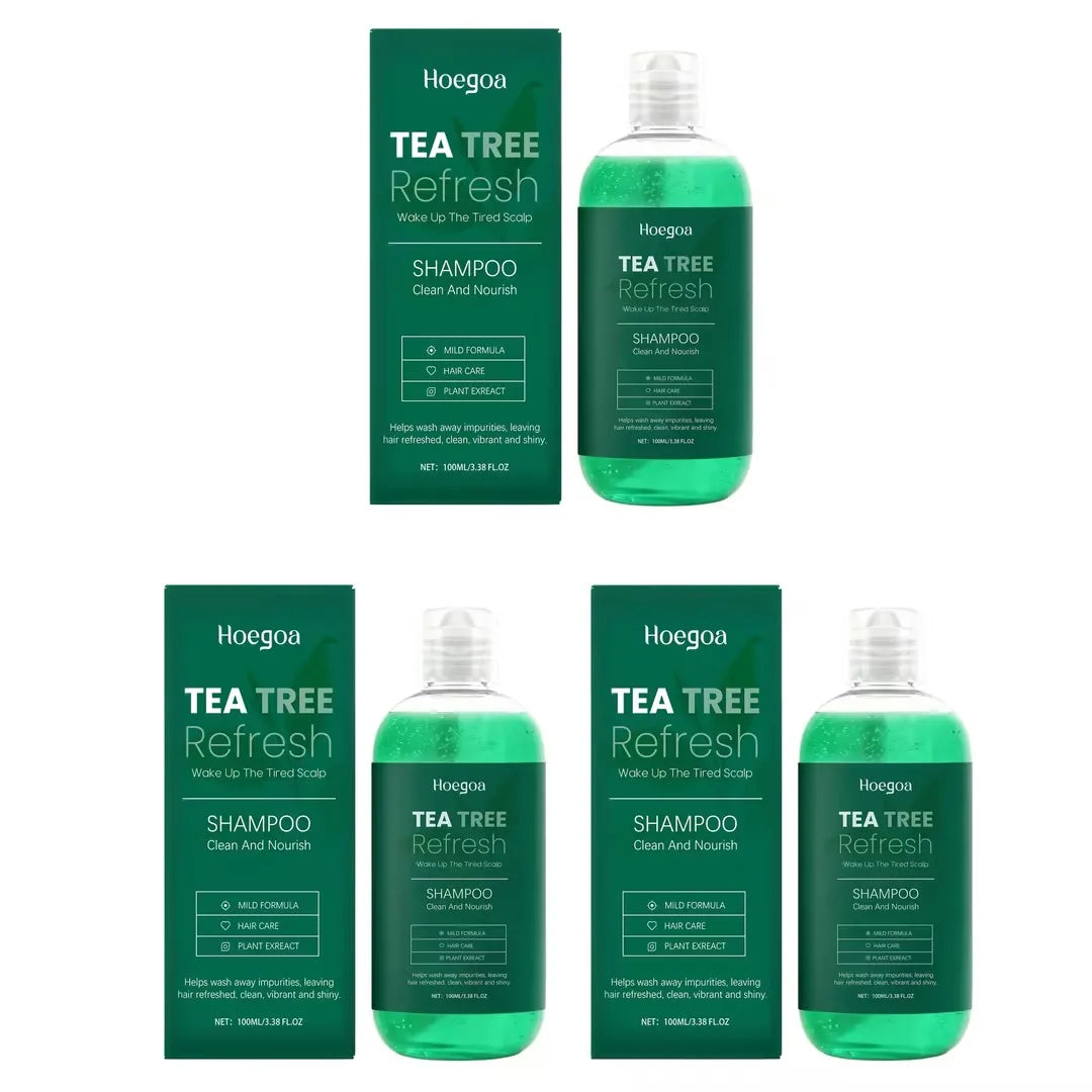 Tea Tree Oil Refreshing Hair Shampoo Deep Cleaning Nourish Scalp Remove Dandruff Reduce Breakage Frizz Smooth Hair Care Shampoo Oasis Select 100ml x3 boxed
