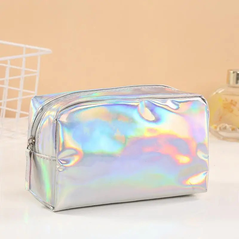 Holographic Laser Cosmetic Bag | Waterproof Travel Makeup Organizer Travel Cosmetic Bag Oasis Select Silver