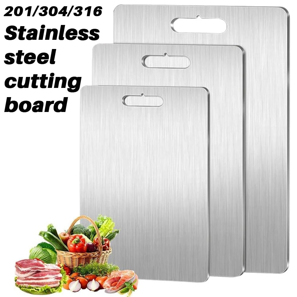New stainless steel cutting board, multiple materials, for kitchen, home, camping, parties, and barbecues, usable on both sides Oasis Select
