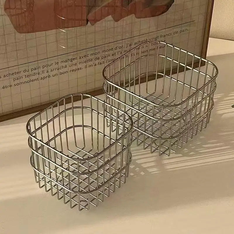 Metal Desktop Storage Basket Box Iron Art Storage Basket Coffee Miscellaneous Items Kitchen Desktop Organizer Makeup Storage Box Oasis Select