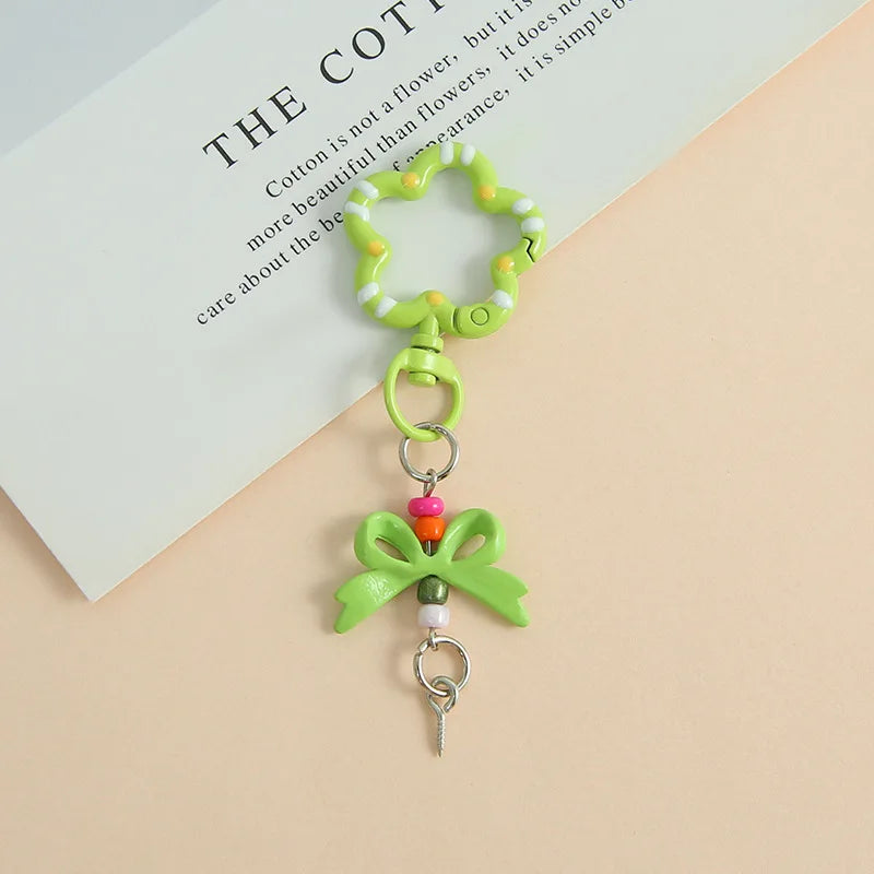 5pcs Candy Color Metal Metal Lanyard Snap Hook Lobster Clasp Bow Charms with Screw Eye Pins for DIY Keychain Crafts Jewelry Make Oasis Select Grass green