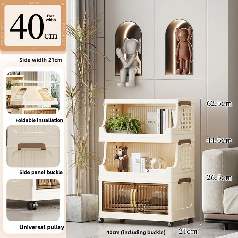 40-50-60 transparent household living room multi-layer mobile snack locker storage folding rack locker Oasis Select 40CM 2 plus 1