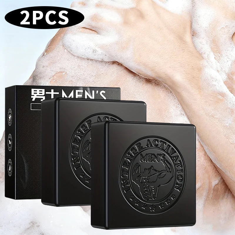 2PCS Men's Refreshing Essence Soap, Refreshing Cleaning Soap, Contains Vitamin B Vegan E Oasis Select