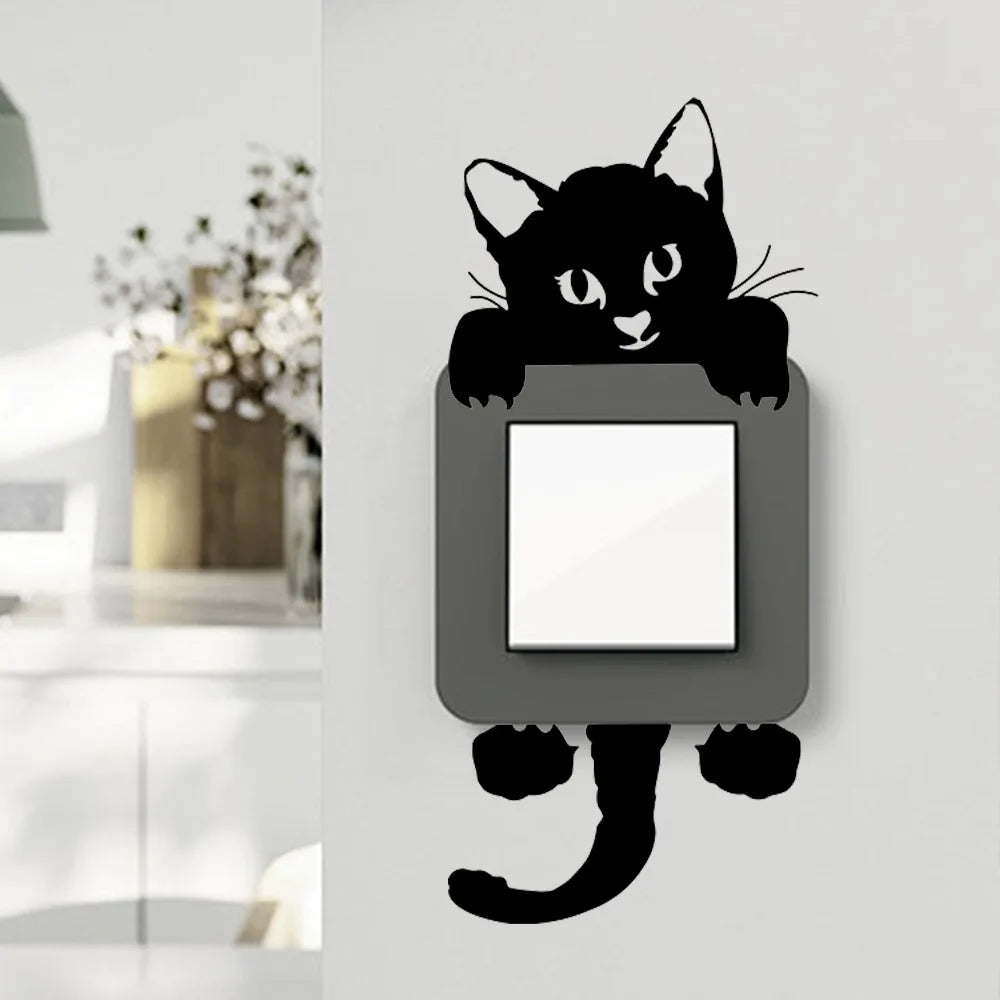 Funny Kitten Child Bedroom Switch Cover Room Decor on-off Sticker Cute Switch Outlet Wall Stickers on Wall Mural Art Hot Sale Oasis Select