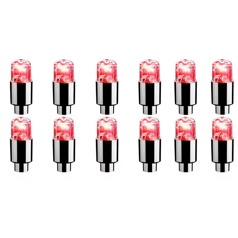 2/8/16Pcs Colorful Car Tire Valve Caps LED Car Motorcycle Cycling Wheel Lantern Spokes Hub Tyre Lamp Wheel Caps Oasis Select 12Pcs Red