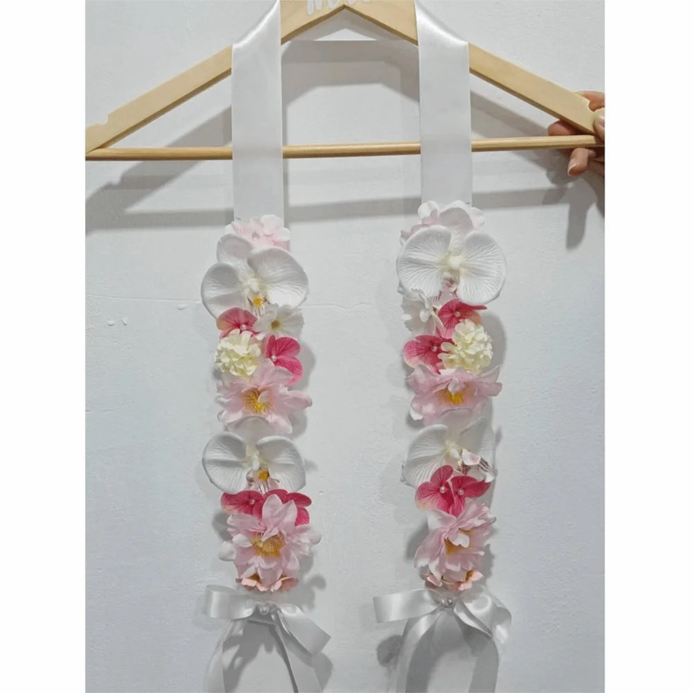 Floral Decorative Satin Flower Shawl Elegant Ornament Mixed Blooms Artificial Flowers Sash Reusable Multi-functional Oasis Select