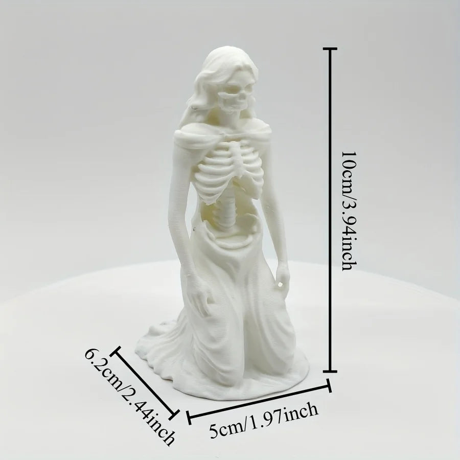 Gothic Skeleton Girl Statue 3D Printing Strange Skull Kneeling Position Statue Ornament Mini Handicrafts Home Desktop Decor Gift Oasis Select Skeleton Girl