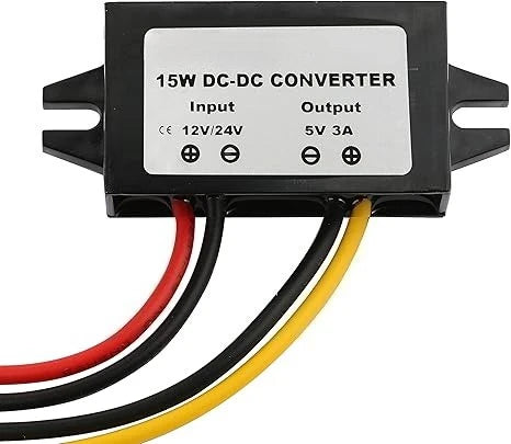 DC To DC 12V/24V Step Down To 5V 3A 15W Converter Waterproof Buck Module Power Adapter For Car Radio Dash Cam GPS Navigation Oasis Select Open Wire 12V 24V 5V 3A
