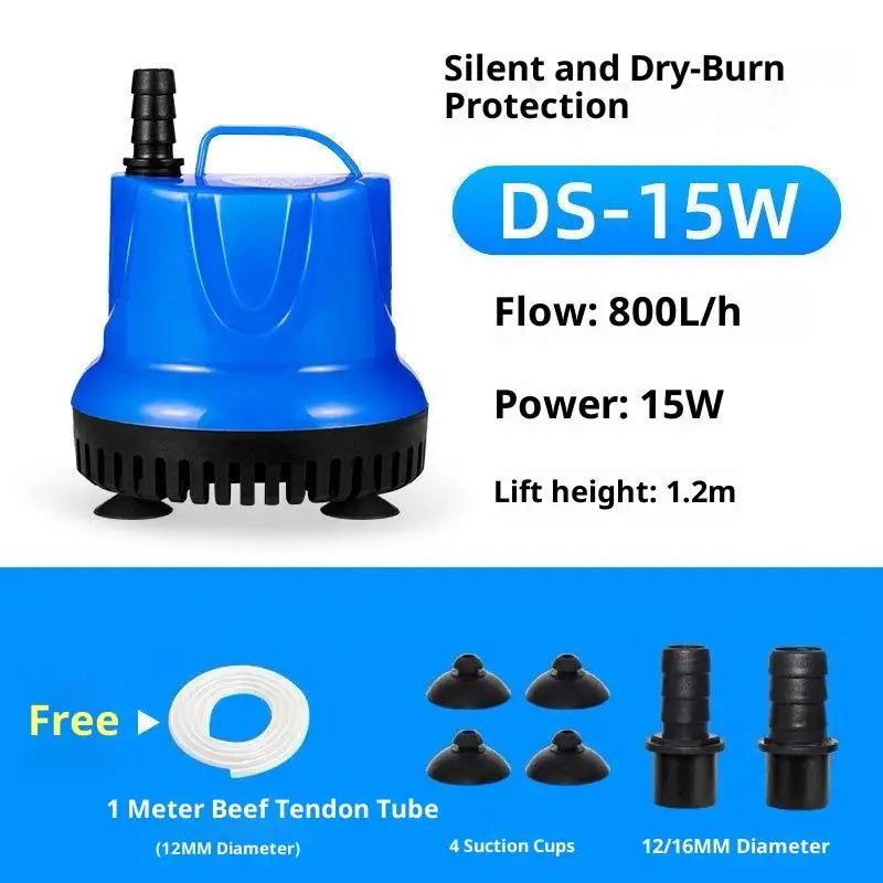 60HZ Submersible Aquarium Water Pump for Fish Tank Hydroponic Pond Powerhead Fountain Cycle Filter - Aquarium Equipment Oasis Select 15W 1M With Pipe