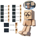 Shaking Wooden Man Figurine, Charming Little Wooden Figure That Sways With 12PCS Magnetic Expressions Oasis Select A Beige