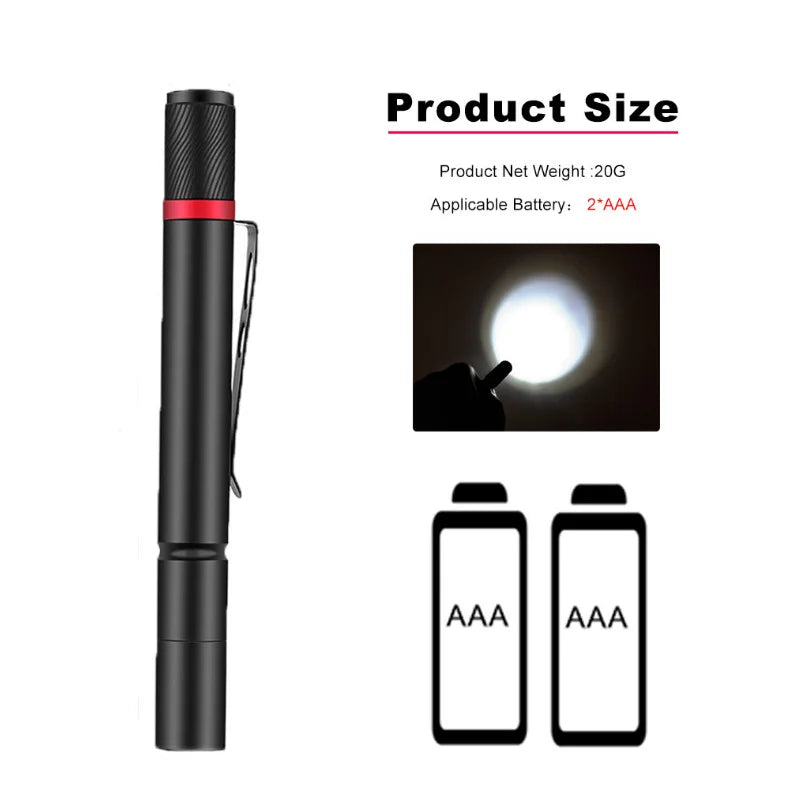 Ultra small LED Flashlight With premium XPE lamp beads IP67 waterproof Pen light Portable light For emergency, camping, outdoor Oasis Select