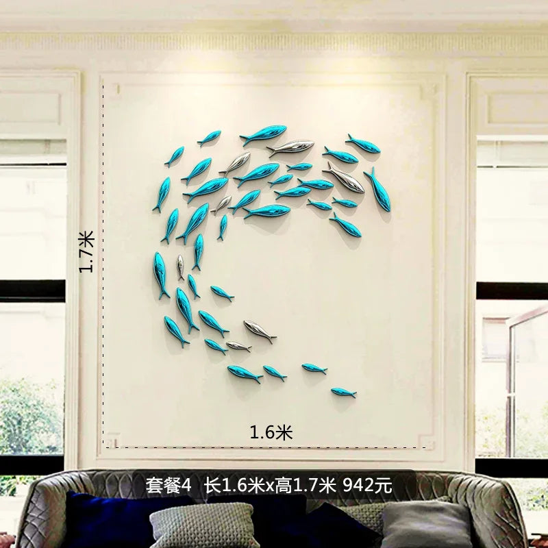 Living Room Wall Decoration TV Sofa Background Wall Pendant Decoration Relief Wall Decoration Fish Room Decor Oasis Select Package 2