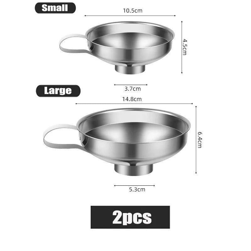 Stainless Steel Wide Mouth Funnel Canning Funnel Cup Jam Salad Dressing Hopper Filter For Jar Canned Filteroil Wine Water Spices Oasis Select 2pcs