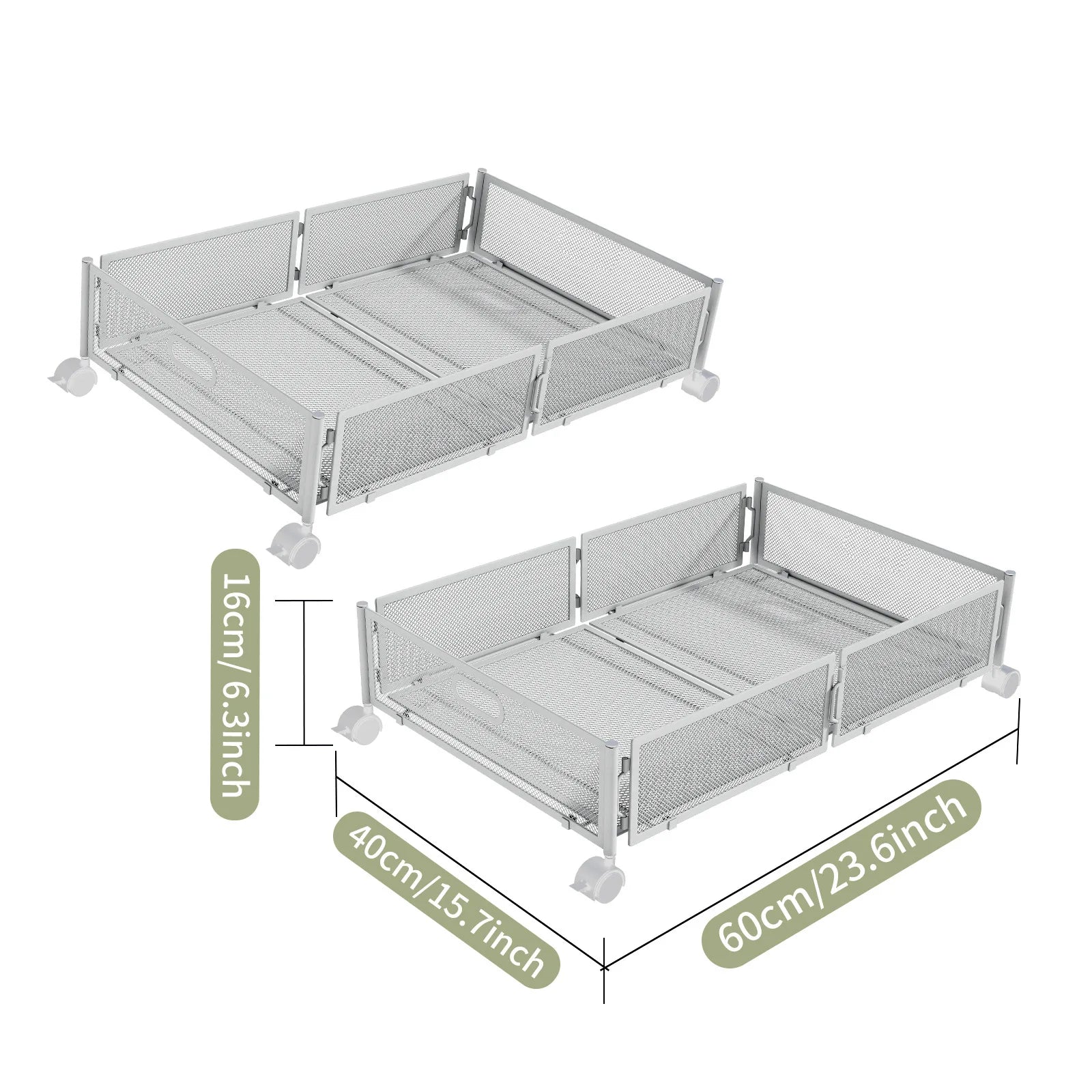 Under the bed rack Bedroom under the bed Storage rack Pull-out pulley Clothing organizer Storage box Oasis Select 2 white