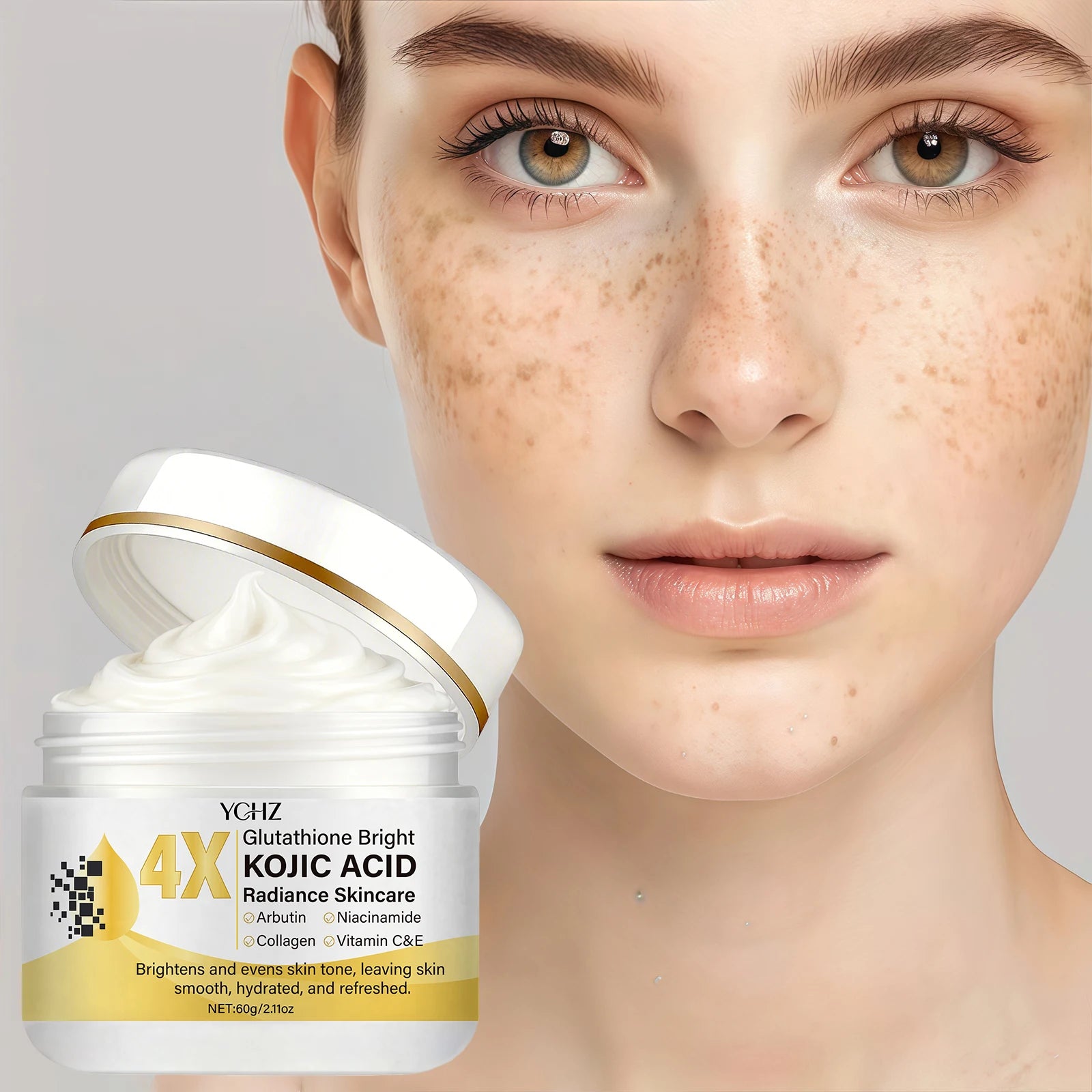 YCHZ Kojic Acid Brightening Cream – Dark Spot & Dullness 60g