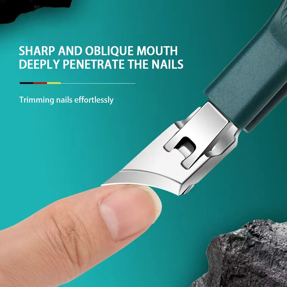 Wide-Jaw Slanted Nail Clipper | Anti-Splash Trimmer Set