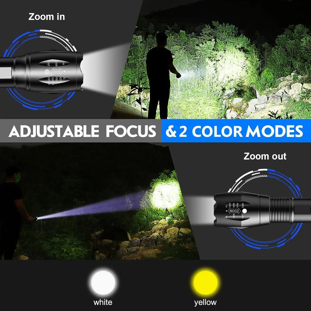 2-in-1 Flashlight Yellow & White Light Hight Lumen Amber Light for Fishing Flashlight, Camping,Emergency Dual Light Lamp Oasis Select