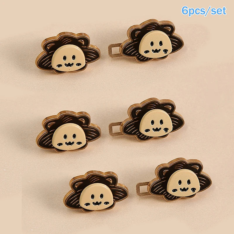 6Pcs Cartoon Lion Waist Cincher Waist Slimming Tool Pants Clips Detachable Metal Buttons Waist Tightener Clothing Accessories Oasis Select Black
