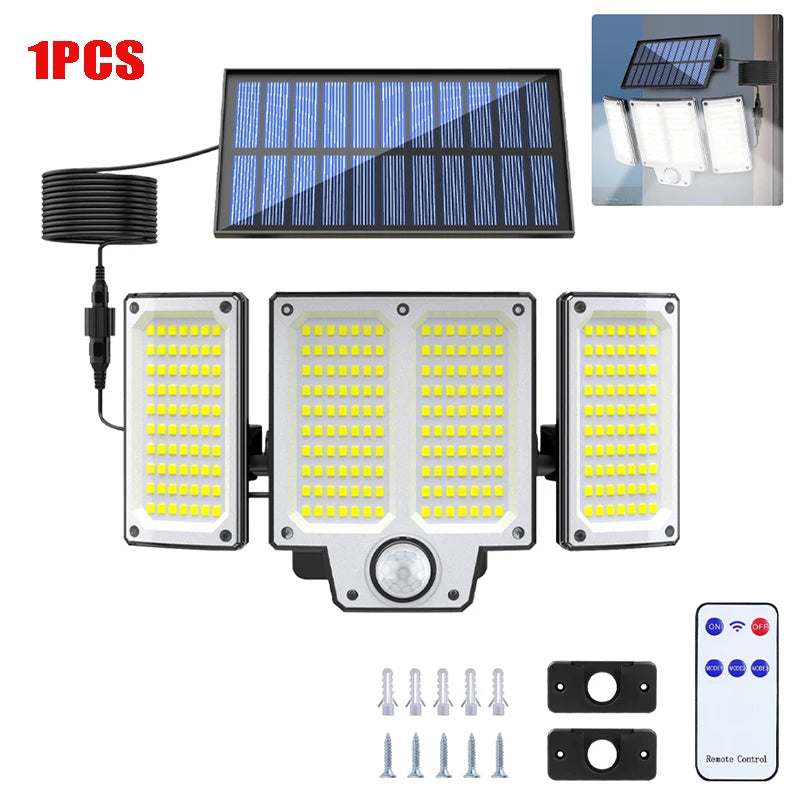 Solar Lights Outdoor 3 Modes Motion Sensor Flood Lights 234LED Solar Wall Lights for Outside Yard Garden Fence Pathway Lighting Oasis Select 280LED 1PCS