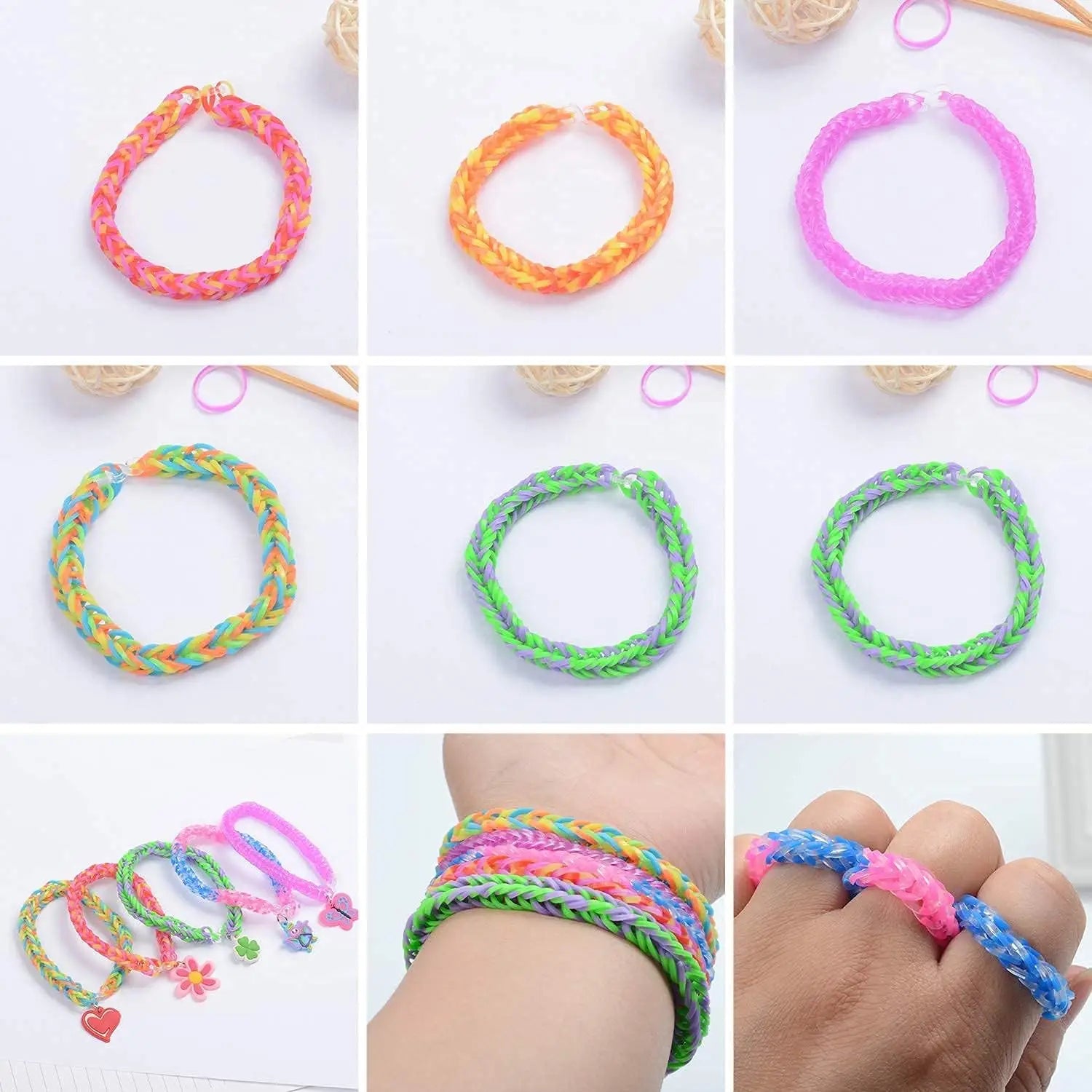 1Set Elastic Rubber Band Refill Loom Bracelet Kit Organizer for DIY Knitting Friendship Craft Girl Kid Creativity Birthday Gift Oasis Select
