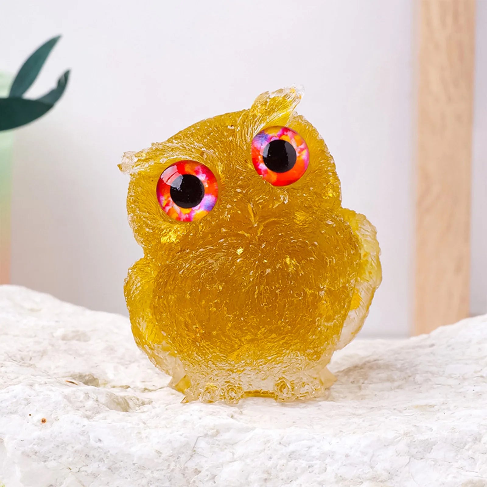 1PC Natural Owl Amethyst Rose Quartz Cute Animal Image Macadam Drip Glue Resin Owl Household Supplies Desktop Ornament Oasis Select F One Size