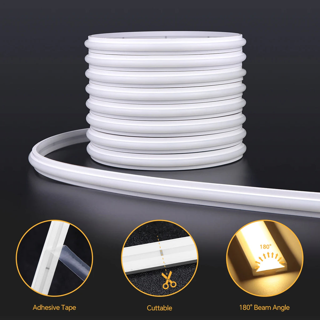 AC100V-240V to 24V Touch Control Swtich Dimmable COB LED Neon Strip Light for Multiple Closet Soundproof Panel Souvenir Cabinet Oasis Select